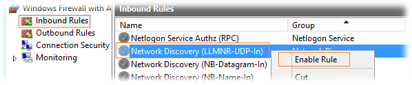 Enable Network Discovery (LLMNR-UDP-In) rule in Windows Firewall