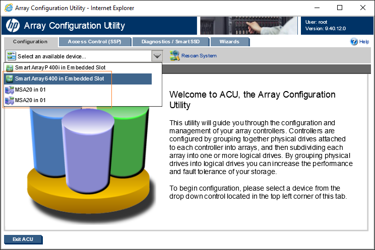 Hp array configuration utility не запускается