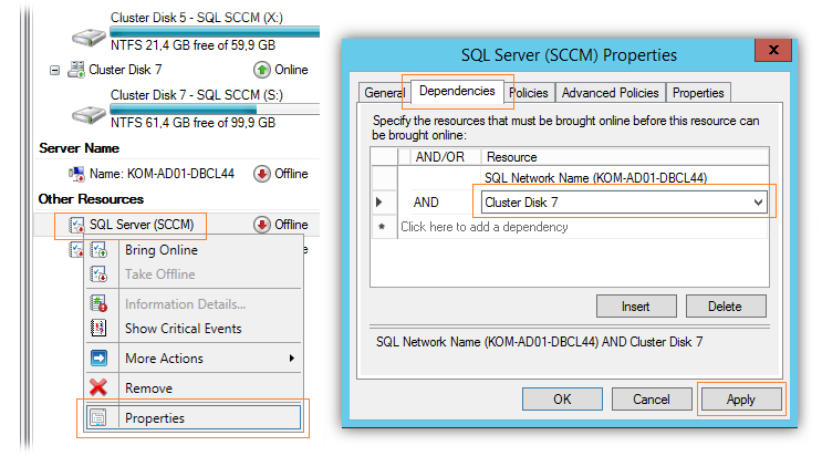 Проверка места на диске sql