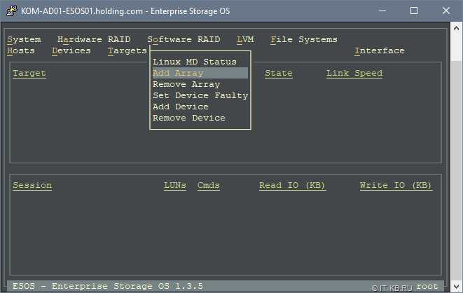 ESOS Software RAID - Add Array