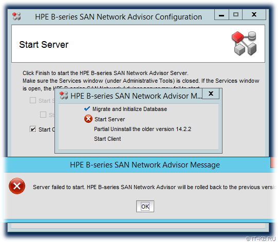 HPE B-series SAN Network Advisor will be rolled back to previous version