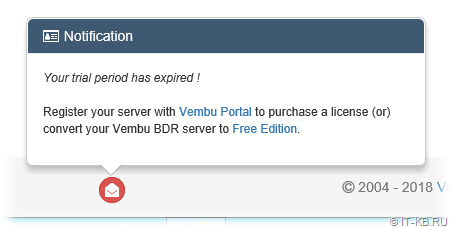 Vembu BDR Trial period expired