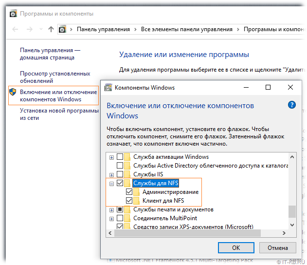 Windows 10 install NFS Client