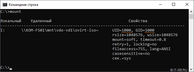 Windows 10 NFS Client mount specific UID and GUID