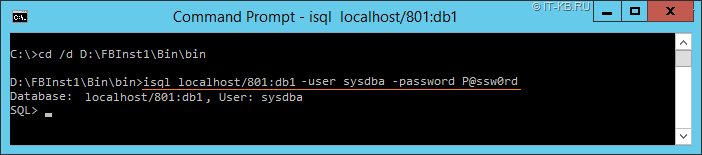 Connect to Firebird Database with isql tool