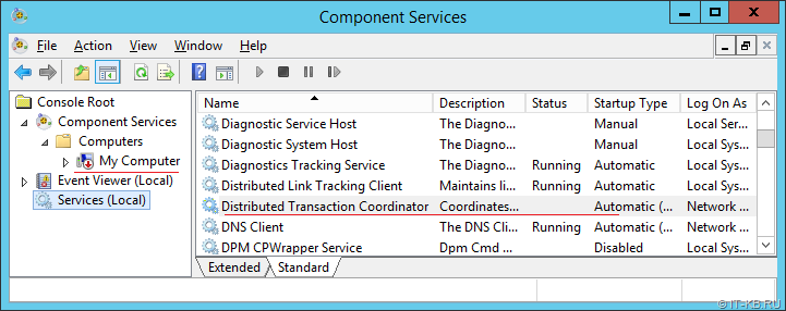 Windows Component Services MSDTC not started