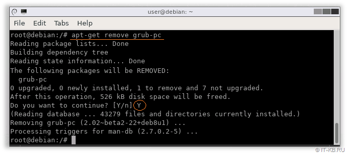 Linux delete Legacy BIOS GRUB