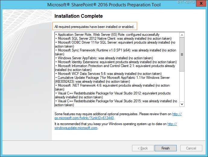 SharePoint Product Preparation Tool Installation Complete