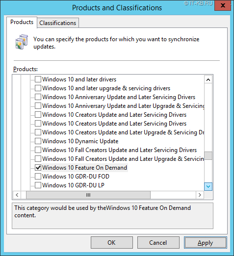 Windows 10 Feature On Demand on WSUS