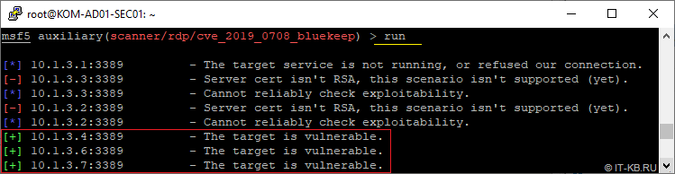 Network Scanning for Bluekeep in msfconsole