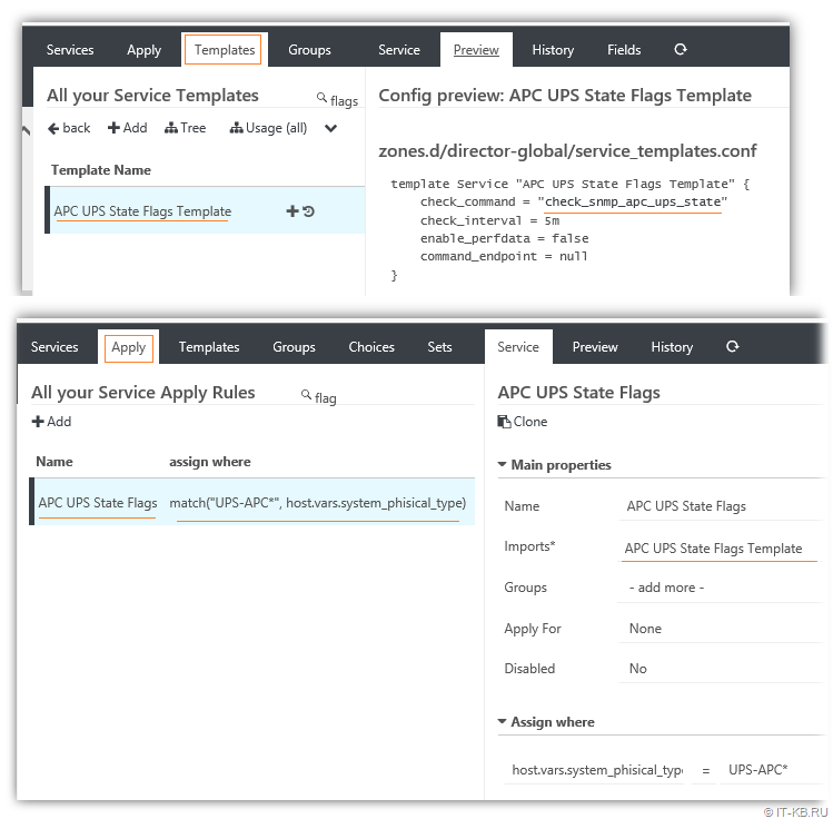 Icinga Director Service Template for check_snmp_apc_ups_state plugin