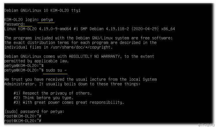 Run sudo in Debian Linux