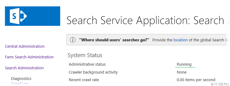 SharePoint Search Service Application in Running State