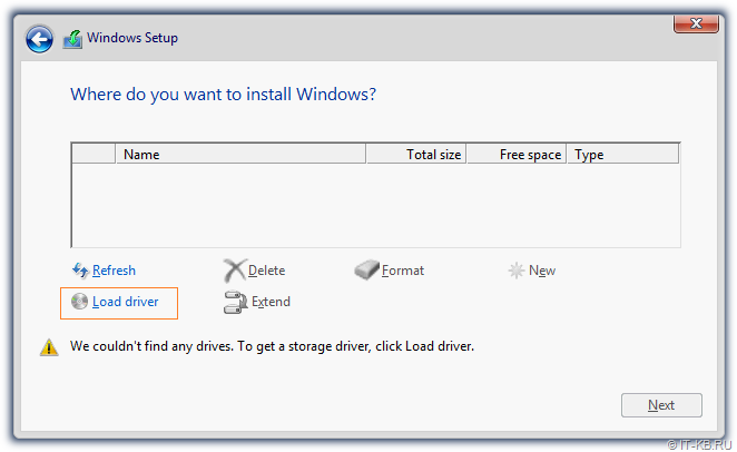 Windows Server 2012 R2 Setup - We couldn't find any drives