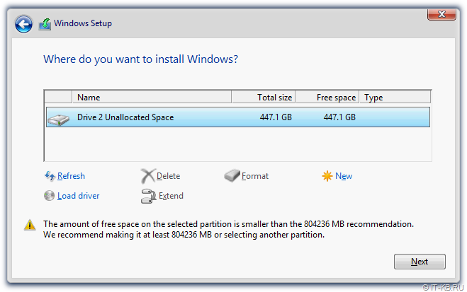 Windows Server 2012 R2 Setup - Select RAID Volume for OS installation