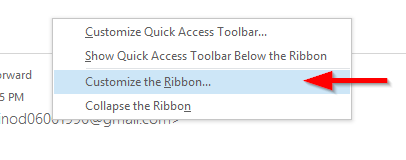 Customize the Ribbon in Outlook