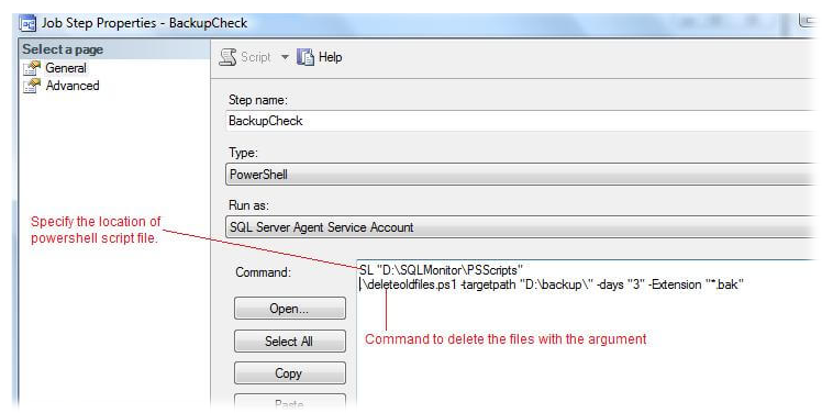 Run PoweShell script in SQL Server Agent Job Step 