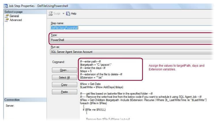 Run PoweShell code in SQL Server Agent Job Step 