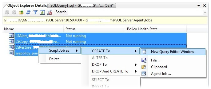 SQL Server Agent Jobs Save As Script