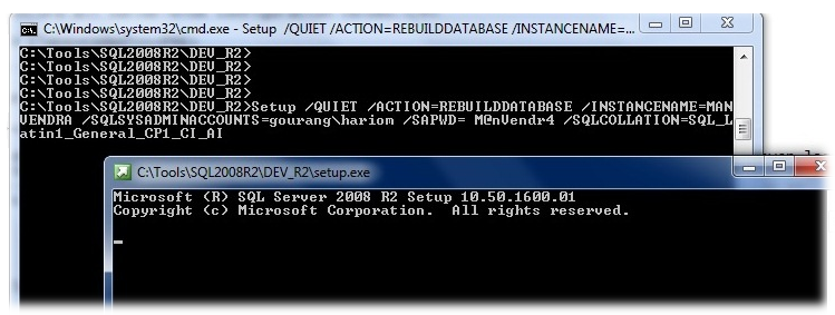 SQL Server REBUILDDATABASE installation