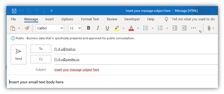 Create new email from VBA in Outlook