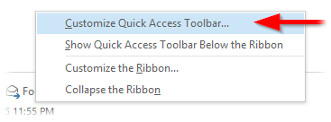Customize the Quick Access Toolbar in Outlook