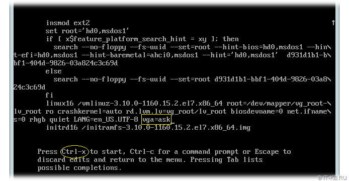 Red Hat Enterprise Linux - Edit Boot mode in Grub