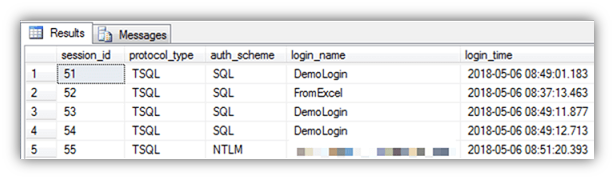 SQL Server sys.dm_exec_connections result