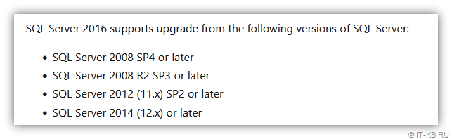 Supported version & edition upgrades for SQL Server 2016