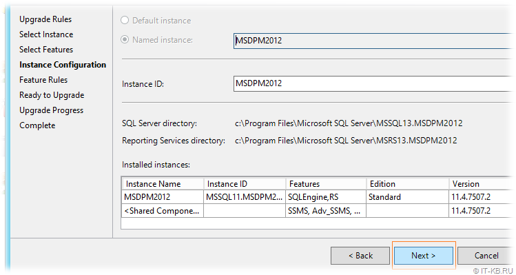 Instance Configuration for in-place upgrade to SQL Server 2016