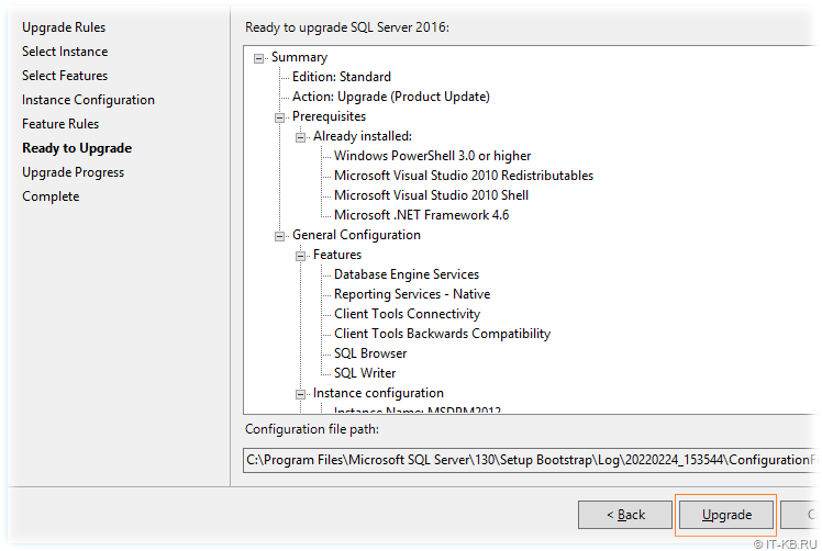 Run in-place upgrade to SQL Server 2016