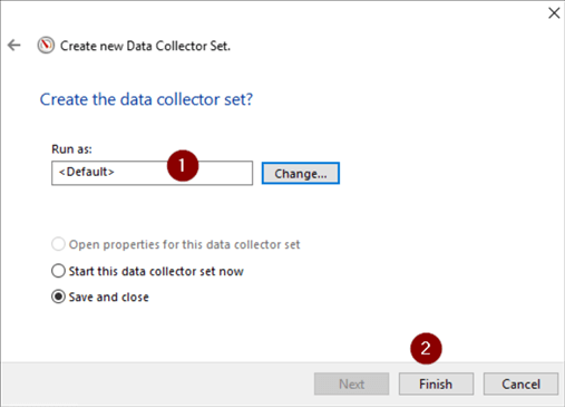 Windows Performance Monitor - Add Data Collector Set Run As Account