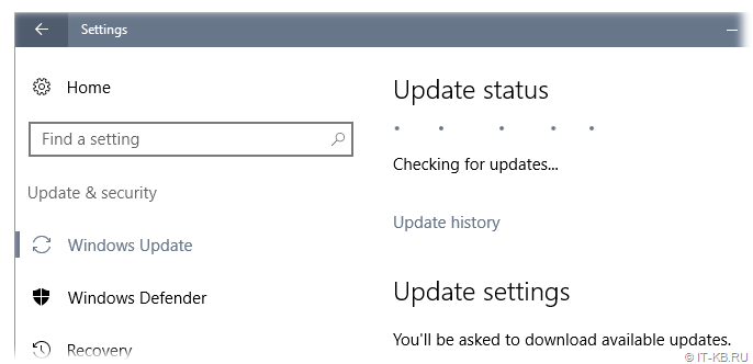 Update status is Checking for updates ... in Windows Server 2016