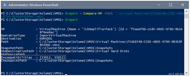 Hyper-V PowerShell Compare-VM Summary