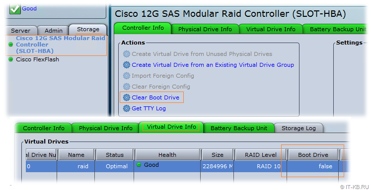 Cisco UCS RAID Controller - Clear Boot Drive