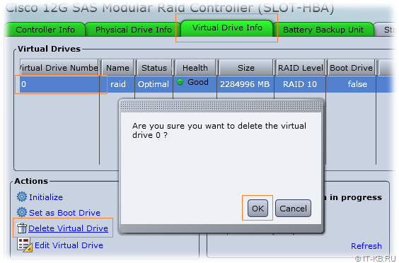 Cisco UCS RAID Controller - Delete Virtual Drive