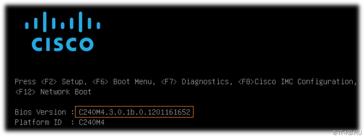 Check Cisco UCS BIOS Firmware version in C240 M4 boot