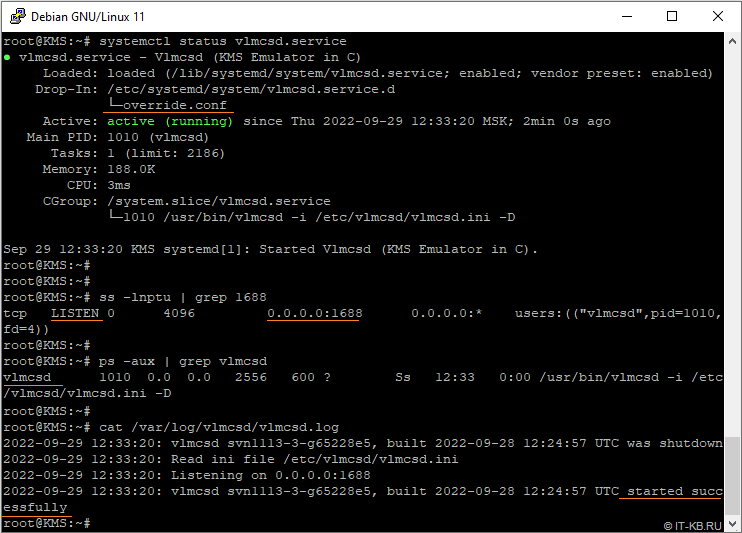 KMS server vlmcsd in Debian Linux 11