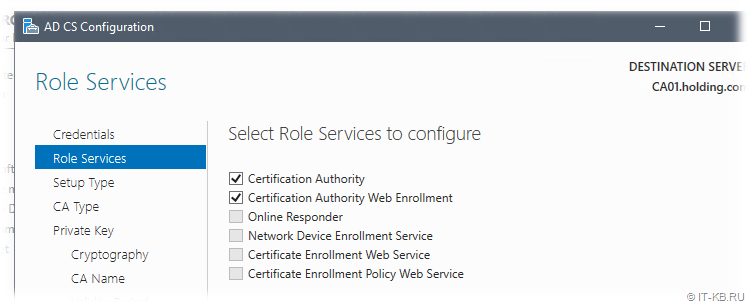AD CS Configuration - Role Services