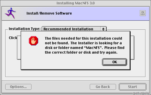 Installing MacNFS 3.0 - files needed for this installation could not be found