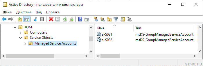 Group Managed Service Accounts for 1C in Active Directory