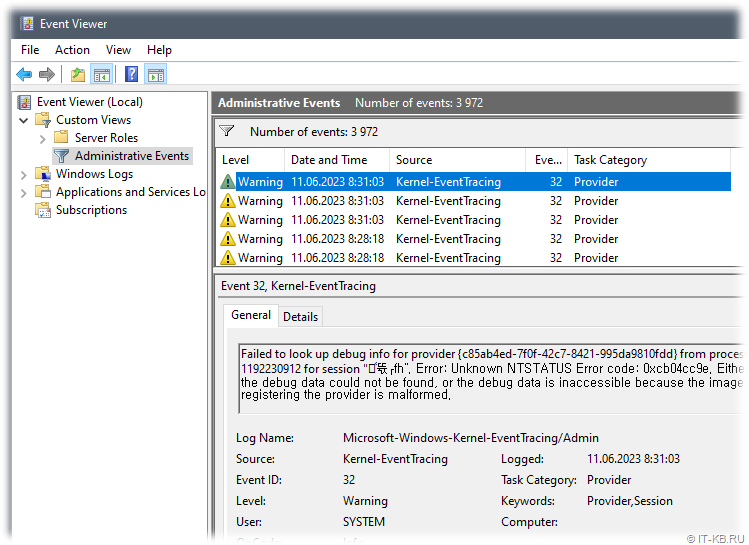 microsoft windows-kernel-eventtracing event id 1