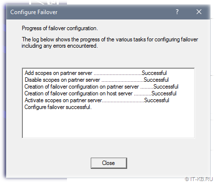 Create DHCP Failover relationships in Windows Server 2016