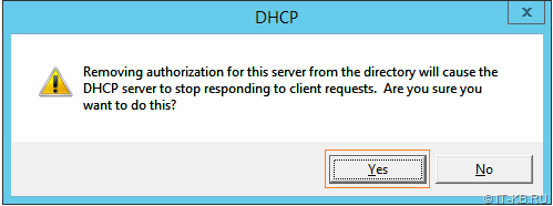 Unauthorize DHCP Server from console