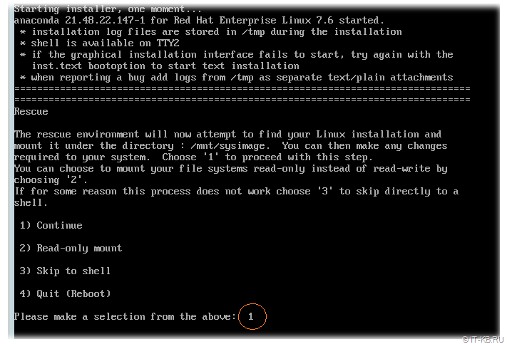 RHEL 7.6 Boot in Troubleshooting - Rescue a Red Hat Enterprise Linux system