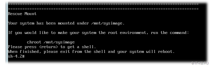 RHEL 7.6 Boot in Troubleshooting - Rescue a Red Hat Enterprise Linux system - Rescue Mount