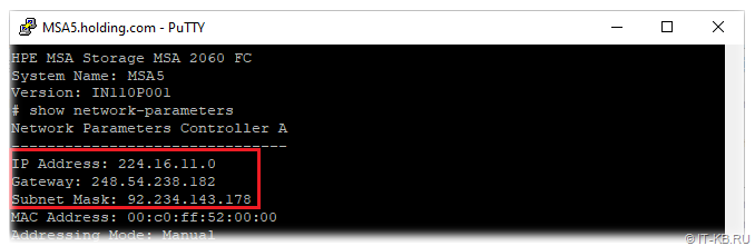 Incorrect display of IPv4 parameters in the CLI interface on the HPE MSA 2062 storage system.