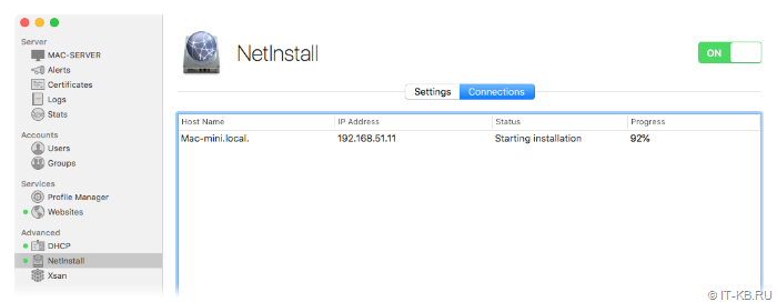 macOSServer NetInstall in Process