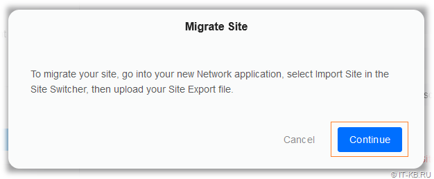 UniFi Network 7.2 - Migrate Site