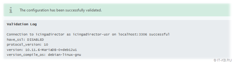 Creating a Database resource in Icinga Web 2 - Configuration validation